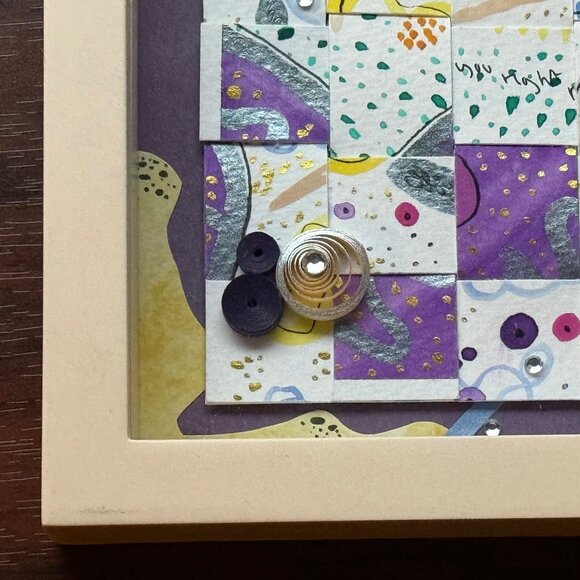 Original Watercolor + Ink + Paper Quilling Art, framed and one of a kind - Picture 2 of 4